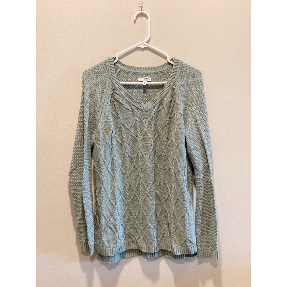 Sonoma Mint Cable Knit Sweater